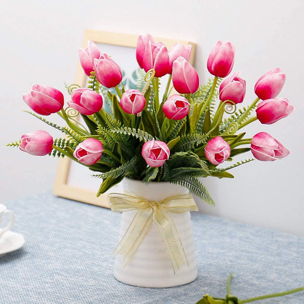 باقة زهور ملونة أنيقة من أزهار التيوليب بدرجات الألوان الرومانسية الناعمة وينصح باستخدام زهور ملونة