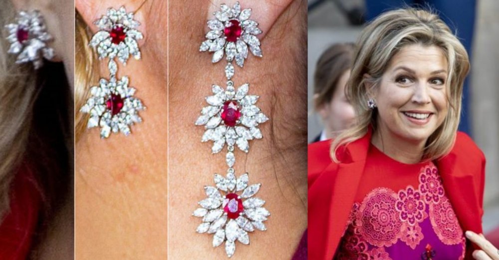  أقراط Ruby flower earrings